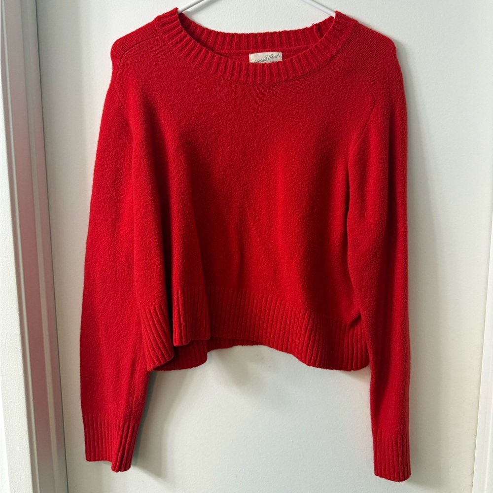 Red Women's Crop Sweater